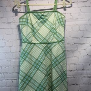 Ann Taylor Loft Green Plaid Dress sz 4P